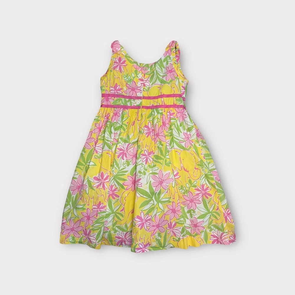 Lilly Pulitzer Sleeveless Yellow Floral Elephant Sleeveless Dress